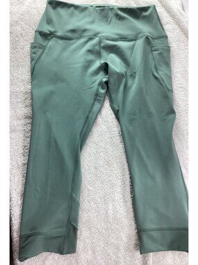 NYL Green High-Waisted Stretch Athletic Leggings*Pants*Side Pockets* Size L*EUC